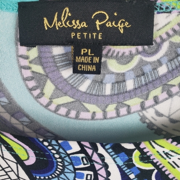 Melissa Paige Torquoise 3/4th Length Sleeve Paisley Print Shirt Sz PL - Picture 6 of 9